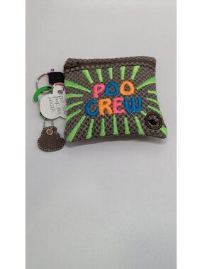 Handmade Grey/Green "Poo Crew" Poo Waste Bag Holder